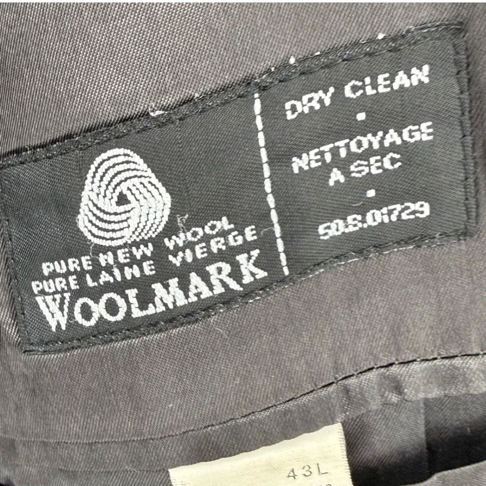 Ralph Lauren Suit Mens 43L Charcoal Gray Pinstripe 100% Wool Pants 46x30